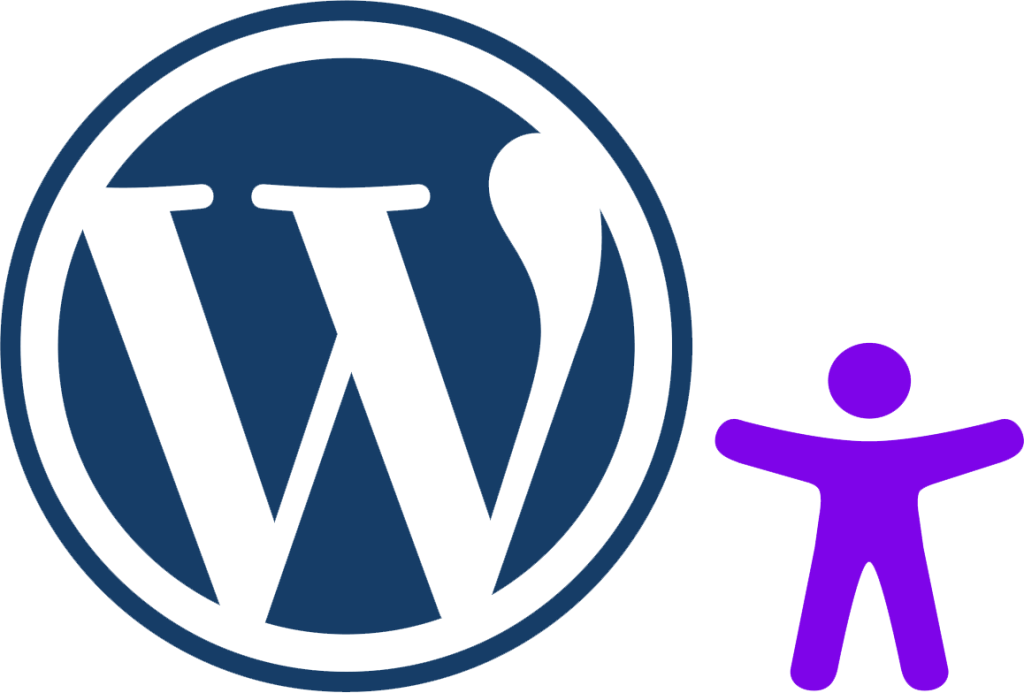 WordPress logo with universal accessibility icon.